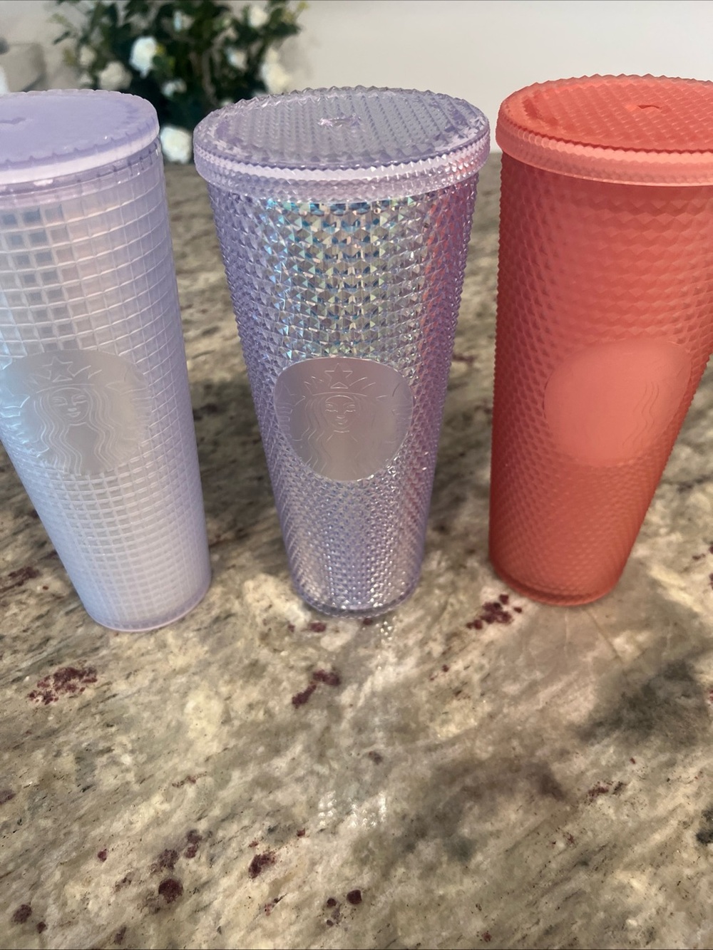 Starbucks Tumblers 24oz Venti Plastic & SS Studded Reusable Cold Cups lot of 3